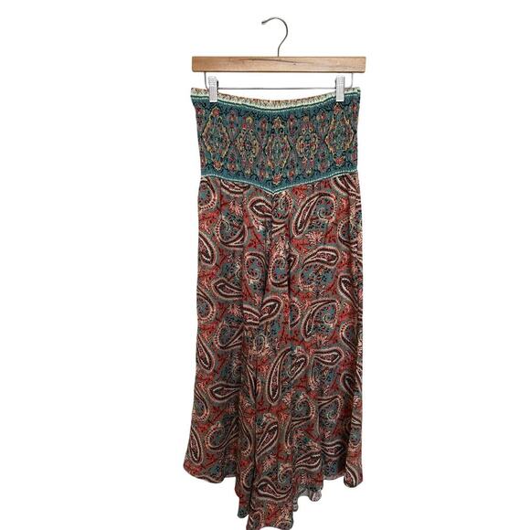 Belle France Paisley Palazzo Cropped Pants Size M Wide Leg Boho Made in Italy - Picture 1 of 7